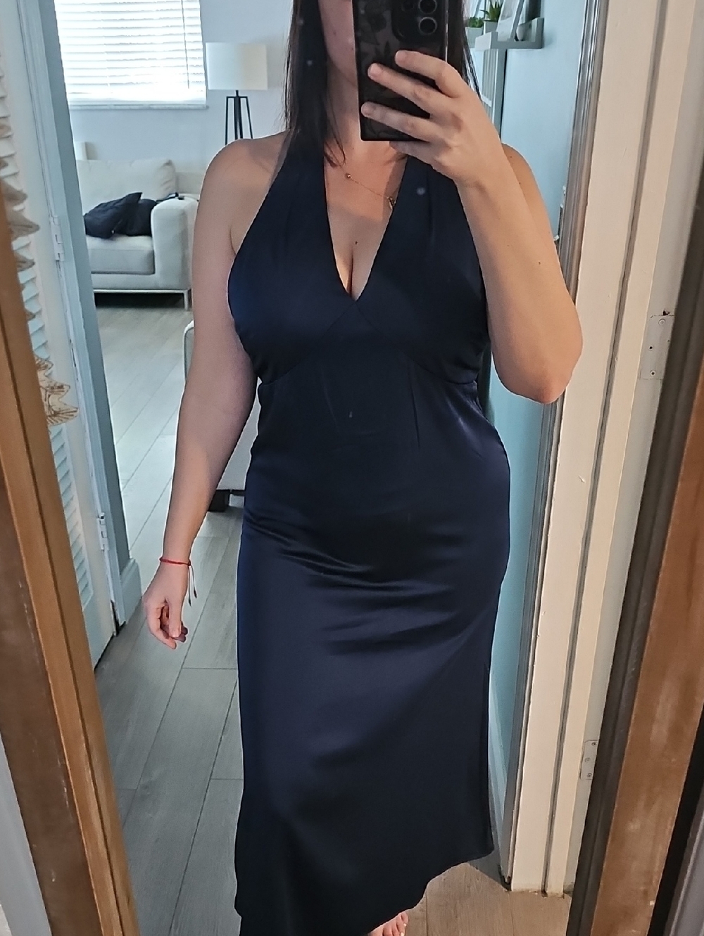 NWT Joie Navy Halter Satin Maxi Dress - Elegant Evening Style